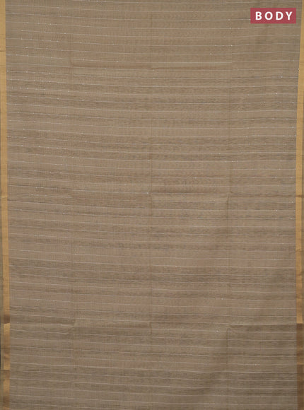 Art linen saree beige with allover sequence work and paithani weaving pallu