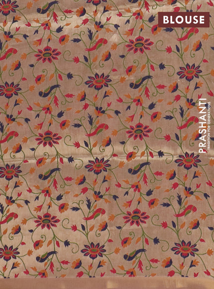 Art linen saree peach pink with allover sequence work and paithani weaving pallu