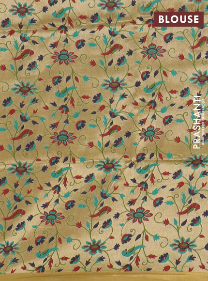 Art linen saree mustard yellow with allover sequence work and paithani weaving pallu