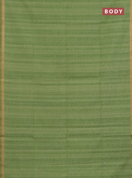 Art linen saree pista green with allover sequence work and paithani weaving pallu