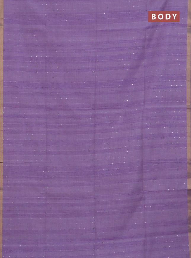 Art linen saree lavender with allover sequence work and paithani weaving pallu