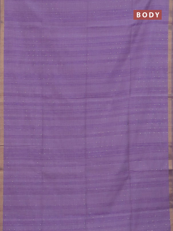 Art linen saree lavender with allover sequence work and paithani weaving pallu