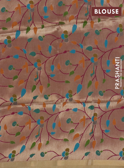 Art linen saree lavender with allover sequence work and paithani weaving pallu