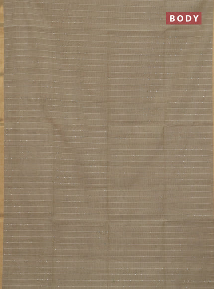 Art linen saree beige with allover sequence work and paithani weaving pallu
