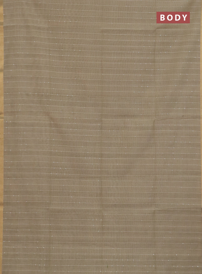 Art linen saree beige with allover sequence work and paithani weaving pallu