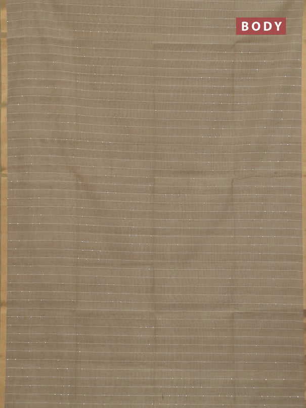 Art linen saree beige with allover sequence work and paithani weaving pallu