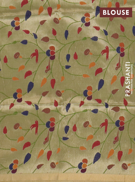 Art linen saree beige with allover sequence work and paithani weaving pallu