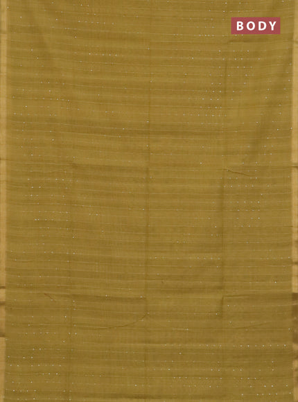 Art linen saree mustard yellow with allover sequence work and paithani weaving pallu
