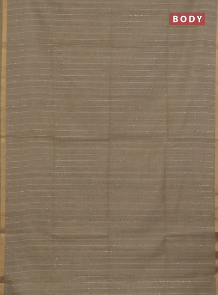 Art linen saree beige with allover sequence work and paithani weaving pallu