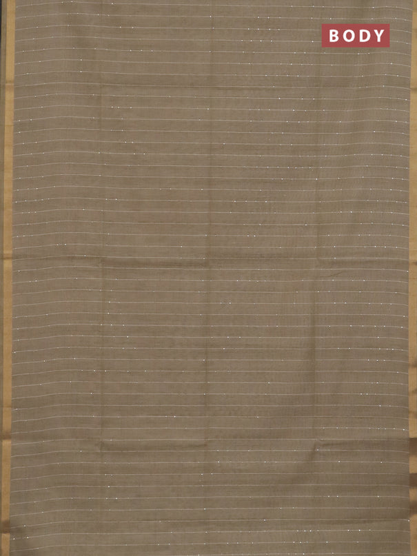 Art linen saree beige with allover sequence work and paithani weaving pallu