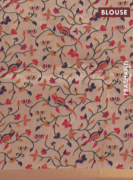 Art linen saree peach pink with allover sequence work and paithani weaving pallu