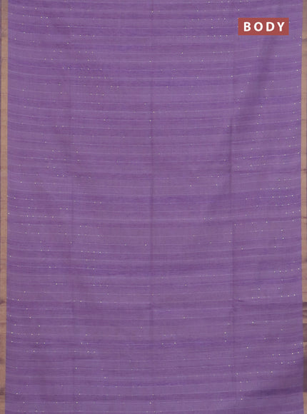 Art linen saree lavender with allover sequence work and paithani weaving pallu