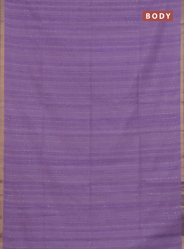 Art linen saree lavender with allover sequence work and paithani weaving pallu