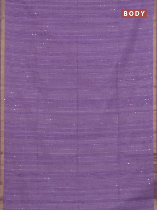 Art linen saree lavender with allover sequence work and paithani weaving pallu