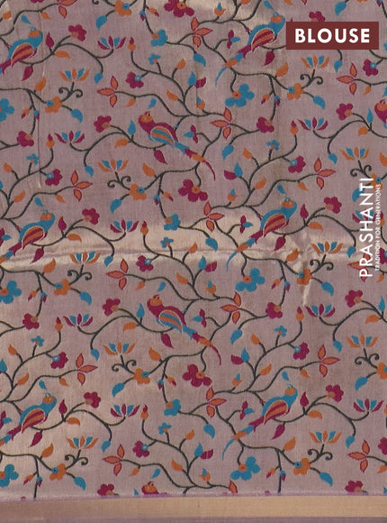 Art linen saree lavender with allover sequence work and paithani weaving pallu