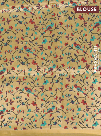 Art linen saree mustard yellow with allover sequence work and paithani weaving pallu