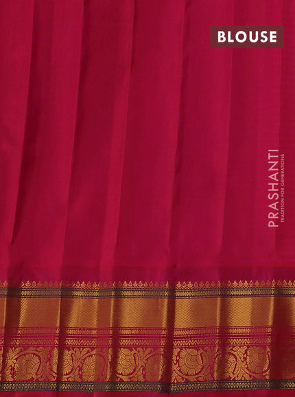 Pure gadwal silk saree teal blue and pink with allover stripe pattern & zari buttas and rich zari woven border