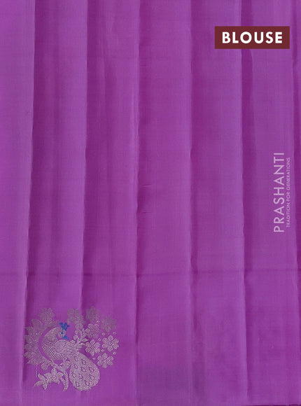 Pure gadwal silk saree lavender with allover zari weaves and peacock zari woven butta border