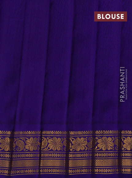 Pure gadwal tissue silk saree gold and violet with allover silver & gold zari woven buttas and temple design zari woven border