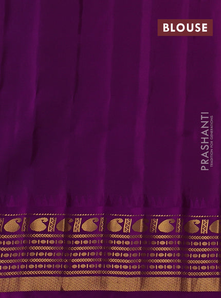 Pure gadwal silk saree grey and purple with allover zari woven buttas and temple design zari woven border