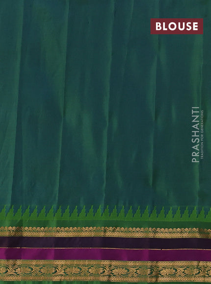 Pure gadwal silk saree mild lavender and green with allover zari checks & buttas and temple design zari woven border