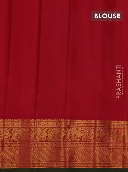 Pure gadwal silk saree mango yellow and red with allover checks & zari woven buttas and temple design zari woven border