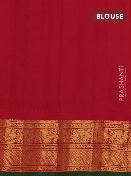 Pure gadwal silk saree teal blue and red with allover checks & zari woven buttas and temple design zari woven border