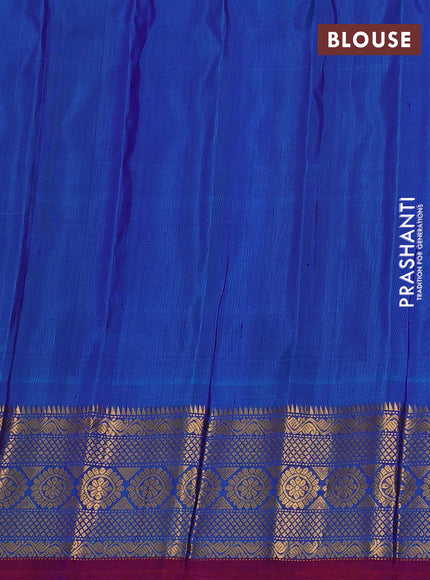 Pure gadwal tissue silk saree gold and cs blue with silver & gold zari woven buttas and temple design zari woven border