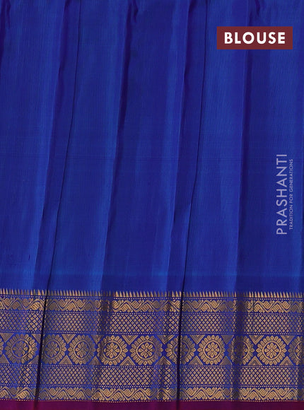 Pure gadwal silk saree lime yellow and blue with allover silver & gold zari woven buttas and temple design zari woven border