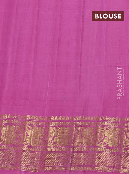 Pure gadwal silk saree cs blue and light pink with thread & zari woven rudhraksha buttas and temple design thread woven border
