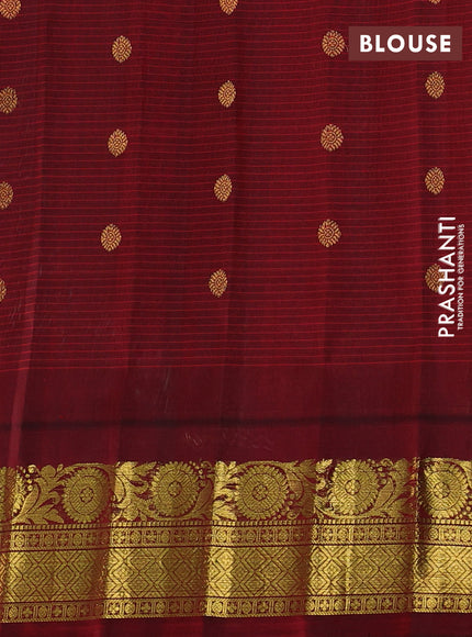Pure gadwal silk saree teal green shade and maroon with allover checked pattern & zari buttas and zari woven border