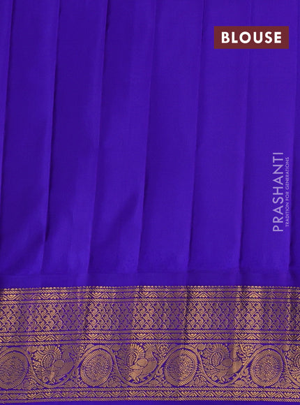 Pure gadwal silk saree teal blue and royal blue with allover paisley zari woven buttas and temple design zari woven border