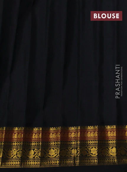 Pure gadwal tissue silk saree pastel green and black with silver & gold zari woven buttas and temple design zari woven border