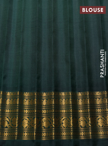 Pure gadwal tissue silk saree gold and bottle green with silver & gold zari woven buttas and temple design zari woven border