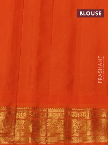 Pure gadwal silk saree teal blue and orange with allover checks & zari woven buttas and temple design zari woven border