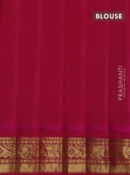 Pure gadwal silk saree purple and pink with allover zari checks & zari woven buttas and temple design zari woven border