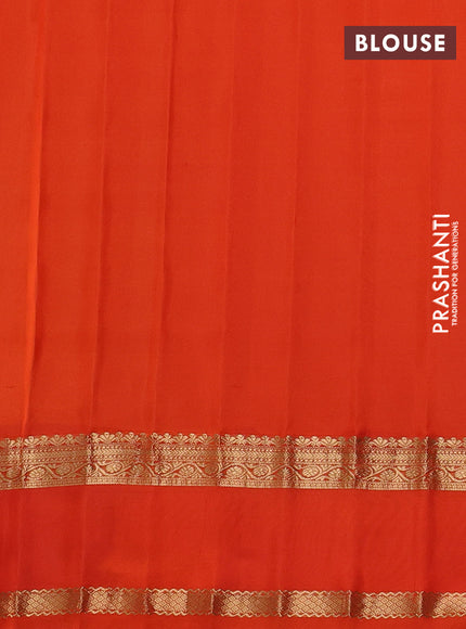 Pure gadwal silk saree coffee brown and orange with allover zari checks & buttas and rettapet zari woven border