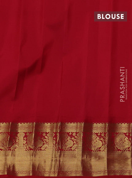 Pure gadwal silk saree yellow and red with zari woven buttas and temple design zari woven border