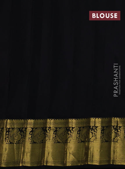 Pure gadwal silk saree peach pink and black with zari woven buttas and temple design zari woven border