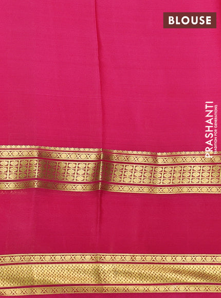 Pure mysore silk saree light pink and dark pink with allover geometic prints and rettapet zari woven border