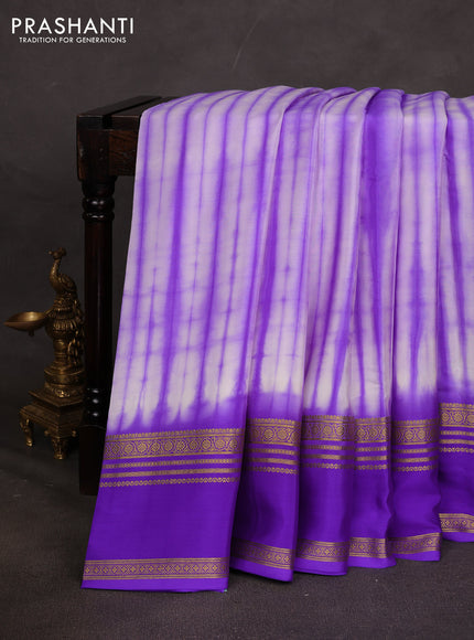 Pure mysore silk saree royal blue with allover shibori prints and rettapet zari woven border