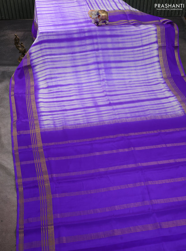 Pure mysore silk saree royal blue with allover shibori prints and rettapet zari woven border