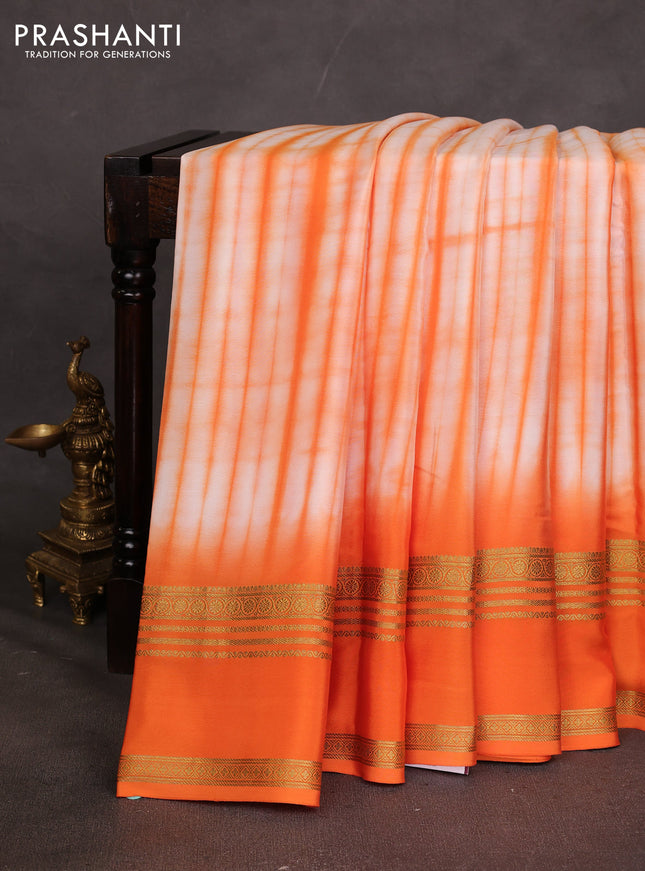 Pure mysore silk saree mustard yellow with allover shibori prints and rettapet zari woven border