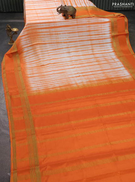 Pure mysore silk saree mustard yellow with allover shibori prints and rettapet zari woven border