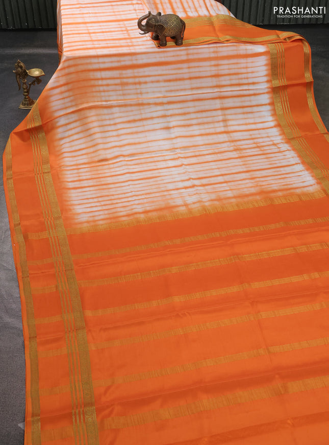 Pure mysore silk saree mustard yellow with allover shibori prints and rettapet zari woven border