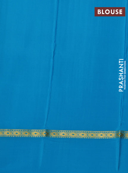 Pure mysore silk saree cs blue with allover zari weaves & shibori prints and zari woven simple border