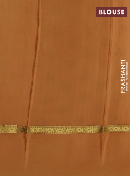 Pure mysore silk saree sandal with allover zari weaves & shibori prints and zari woven simple border