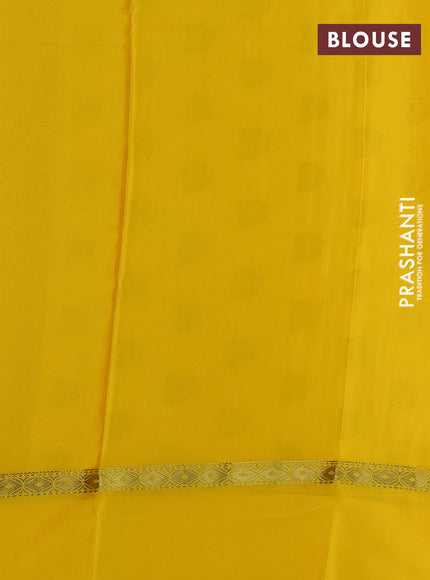 Pure mysore silk saree yellow with allover zari weaves & shibori prints and zari woven simple border