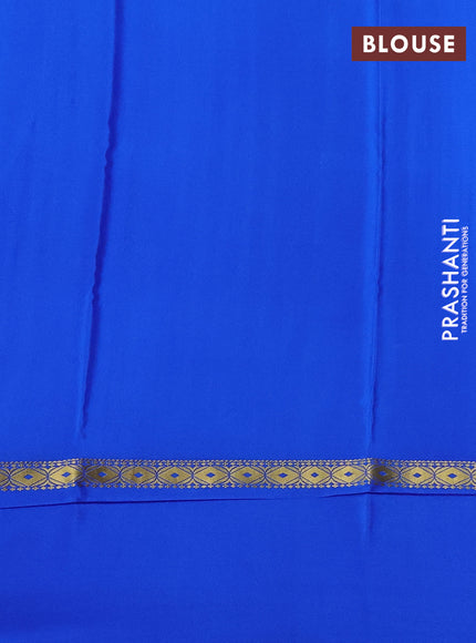 Pure mysore silk saree royal blue with allover zari weaves & shibori prints and zari woven simple border