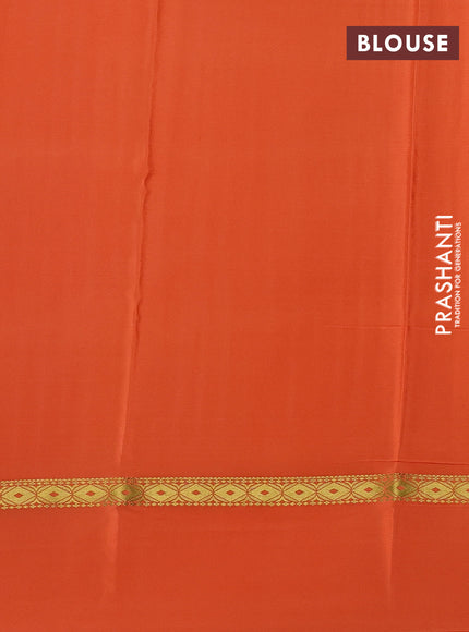 Pure mysore silk saree orange with allover zari weaves & shibori prints and zari woven simple border